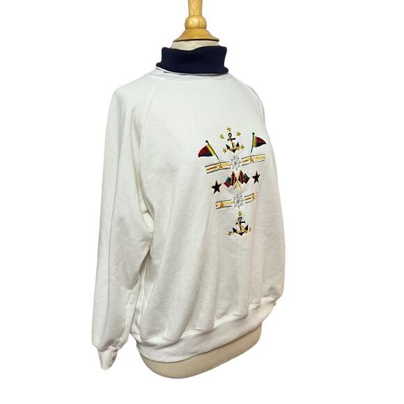 Vintage Active Exchange Sz Large Nautical Long Sleeve Turtleneck Sweatshirt - Picture 5 of 9